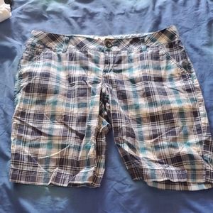 Blue plaid shorts